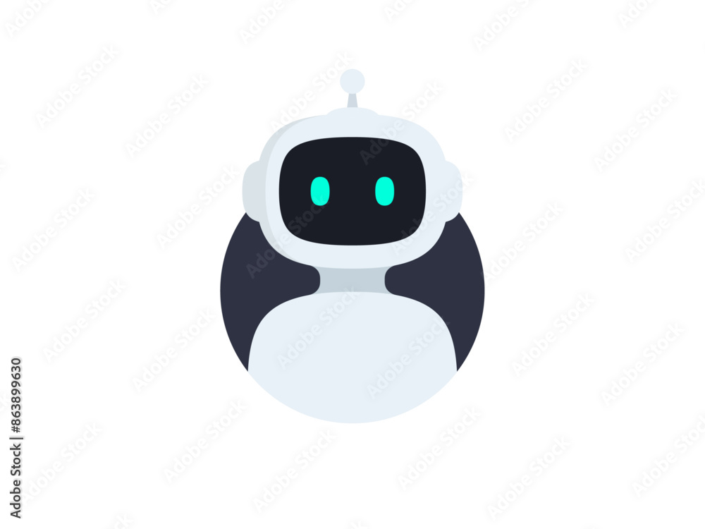 Poster chat bot icon. virtual smart assistant bot sign design. customer support service chat bot. cute robo