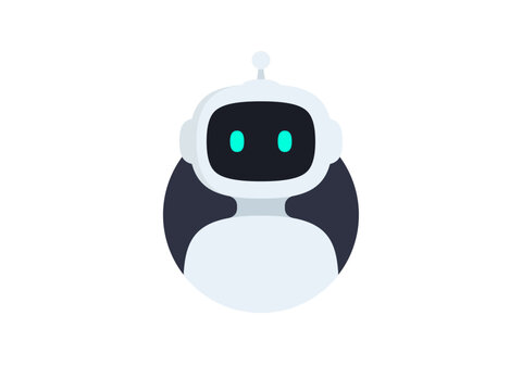 Chat Bot icon. Virtual smart assistant Bot sign design. Customer support service Chat Bot. Cute robot in circle isolated on white background. Vector illustration 