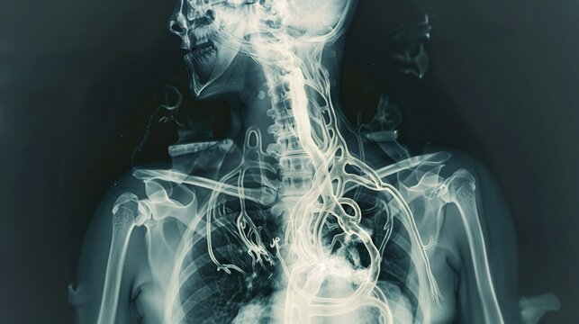 Detailed X-ray of the chest highlighting a thoracic aortic aneurysm