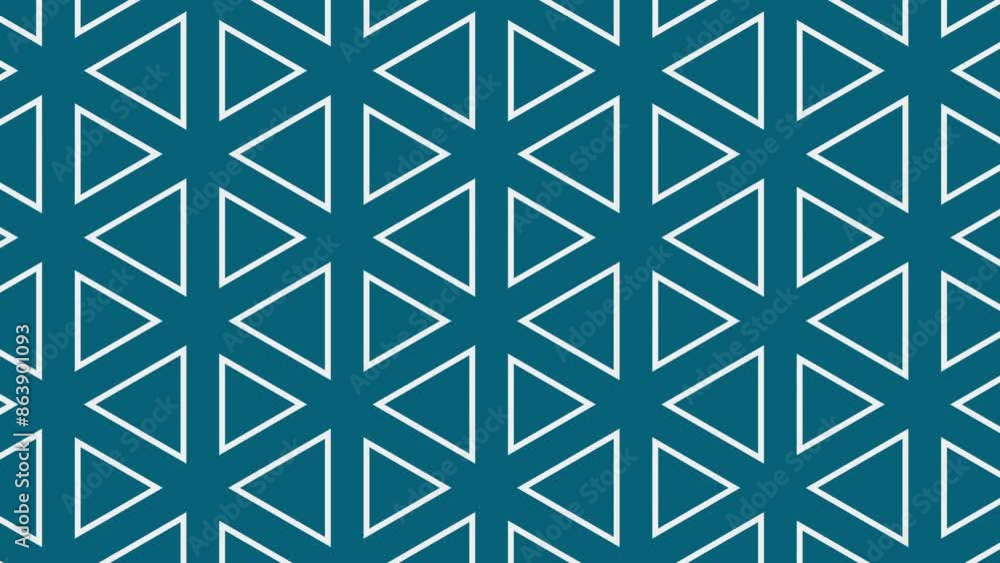 Poster seamless loop animation of blue background with white geometric triangle pattern. this dynamic desig