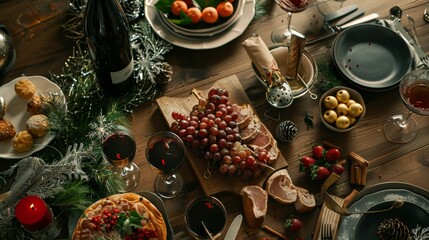 Preparing Christmas Dinner and New Year's Eve Dinner Elegant design to celebrate the new year