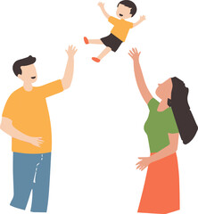 Obraz premium A man and a woman are playing with a child