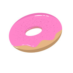 Doodle doughnut fast food cake sweet summer illustration simple draw that can be used for social media, sticker, wallpaper, e.t.c with raspberry strawberry pink brown colors