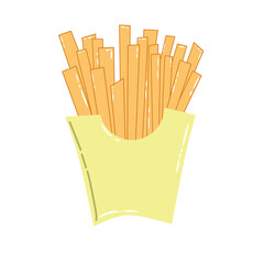 Doodle french potato fried fast food oily summer illustration simple draw that can be used for social media, sticker, wallpaper, e.t.c with red yellow colors