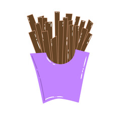 Doodle churros or chocolate stick fast food oily summer illustration simple draw that can be used for social media, sticker, wallpaper, e.t.c with purple brown colors