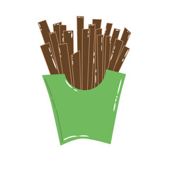 Doodle churros or chocolate stick fast food oily summer illustration simple draw that can be used for social media, sticker, wallpaper, e.t.c with green brown colors