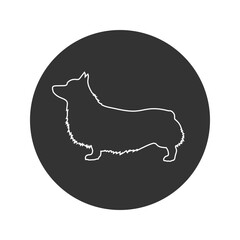 Dog corgi line icon in flat. Vector illustration