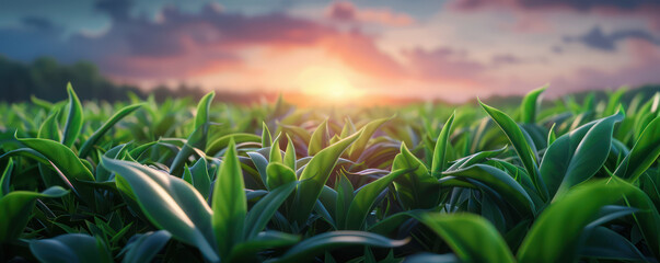 Sky with Vibrant Sunrise Over a Meadow Photorealistic High Resolution Image Captures Fresh Morning Perfect for Nature Lovers, Wallpaper, and Art Enthusiasts Super Quality