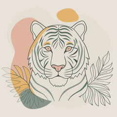 Obraz premium Artistic tiger illustration with abstract background, earthy tones, wildlife