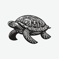 Fototapeta premium Majestic Turtle Silhouette, Captivating Shadows of Marine Life