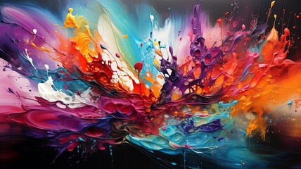 Fototapeta premium abstract, beautiful canvas artwork, stunning amazing detail, colorful, splash color, generated by AI