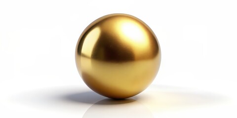 Shiny gold sphere on white background, sphere, gold, shiny, metallic, round, three-dimensional, object, reflective, glossy, luxury