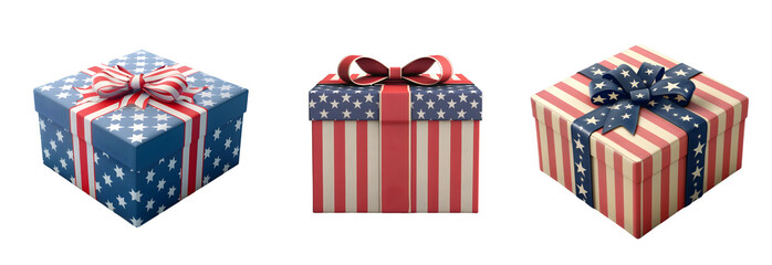 Patriotic Gift Box Wrapped in American Flag Design for 4th of July