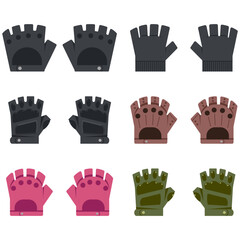 Fingerless gloves vector cartoon set isolated on a white background.