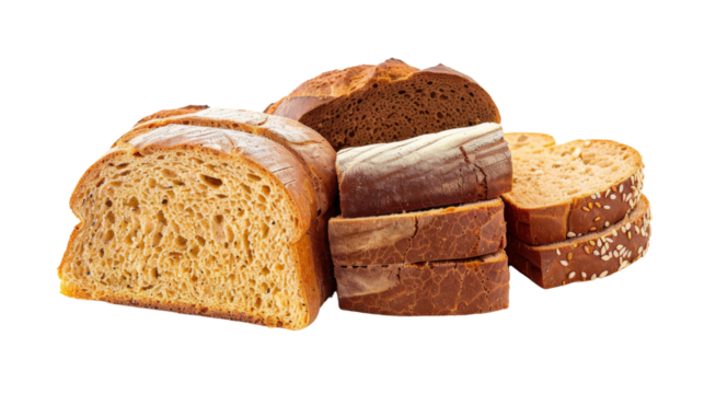 Bread, various kinds of breads on transparent background 