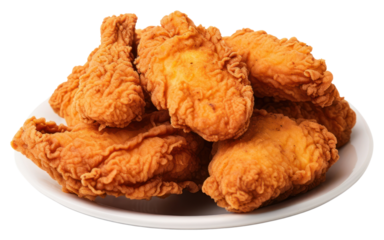PNG Fried chicken plate food white background.