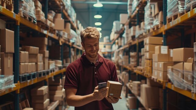 The warehouse worker scanning