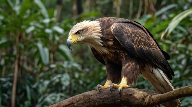 Javanese eagle in tropical forest