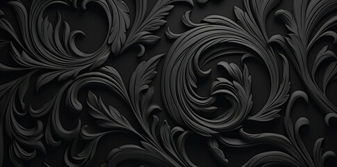 Black 3D Floral Ornamental Background