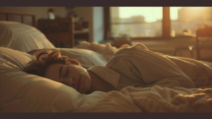 A view of a person sleeping soundly in bed, capturing the peaceful and restorative nature of sleep.