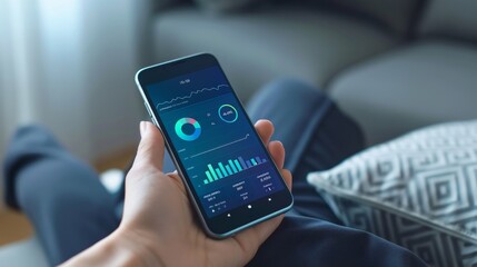 A close-up of a hand holding a sleep app on a smartphone, highlighting the use of technology to track and improve sleep quality.