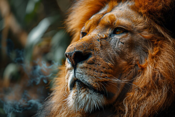 Fototapeta premium Portrait of an adult red lion