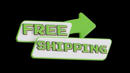 3D Animation of Free Shipping eliminates additional costs | Alpha Channel