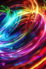 Close-up shot of a vibrant and swirling light pattern