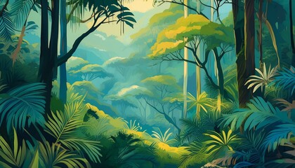 bright jungle landscape wallpaper