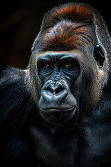 Obraz premium proud and majestic old male gorilla looking suspicious towards the camera, 