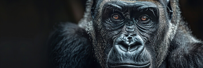 proud and majestic old male gorilla looking suspicious towards the camera, 
