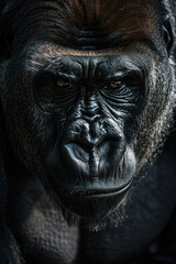 Fototapeta premium proud and majestic old male gorilla looking suspicious towards the camera, 
