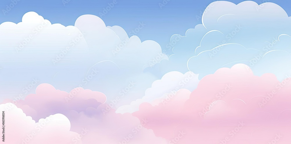 Poster Pink and Blue Sky Illustration