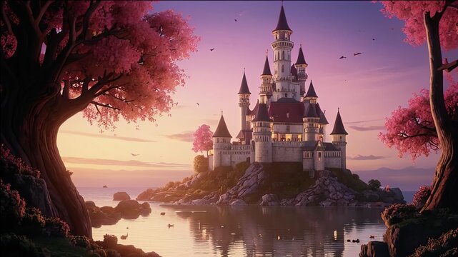 magic castle at sunset