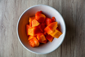 A Bowl of Sliced Papaya Ready to Eat
