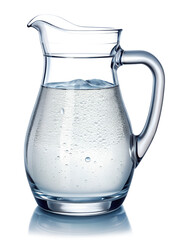 Clear water pitcher on isolated PNG background. realistic texture,