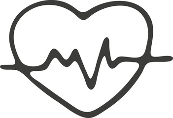 Hand drawn heart cardiogram icon. Vector illustration, doodle style.
