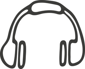 Hand drawn headphones icon. Vector illustration, doodle style.
