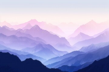 Obraz premium A picturesque view of a mountain range at dawn, bathed in soft pastel hues as the first rays of sunlight illuminate the peaks, creating a serene and inspiring scene. Generative AI