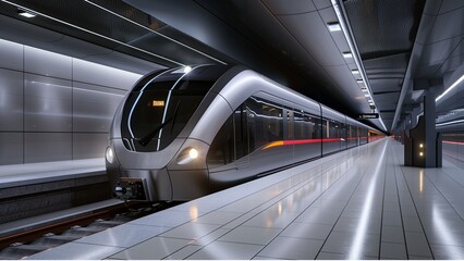 Fototapeta premium Modern high speed train at metro station