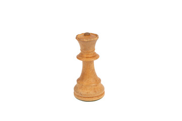 Wooden queen chess figure isolated no background