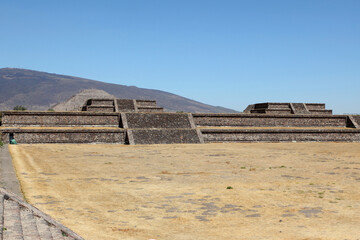View of Ancient ruins of the Aztec and Pyramids at Teotihuacan, Mexico