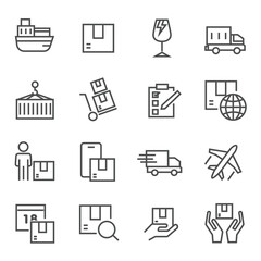 Logistics business, Shipping, Package Return, Delivery Related Vector Line Icons