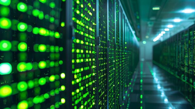 Blurred Tech Lab with Binary Code Projections and Ample Copy Space