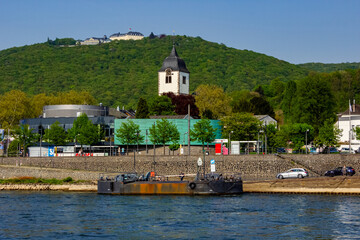 Luxury hotel on Petersberg and Rhine riverside view in Königswinter, Germany