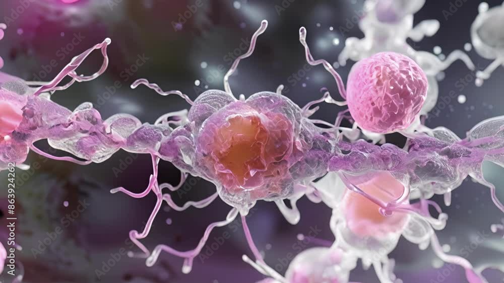 Poster a single leukocyte squeezing through a narrow gap between two endothelial cells.