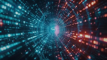 I enter a virtual cyber-secure network universe. I create a hologram of Codename. I walk through the cyber-secure network universe filled with white data shapes.