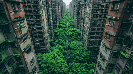 Obraz premium Vibrant fresh grow on ruins of last civilization