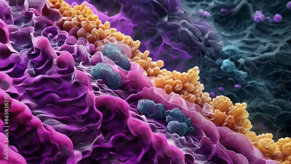Poster scanning electron microscope animation of lipid rafts exhibiting their structure on the cell surface