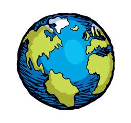 Vector drawing. Earth planet icon